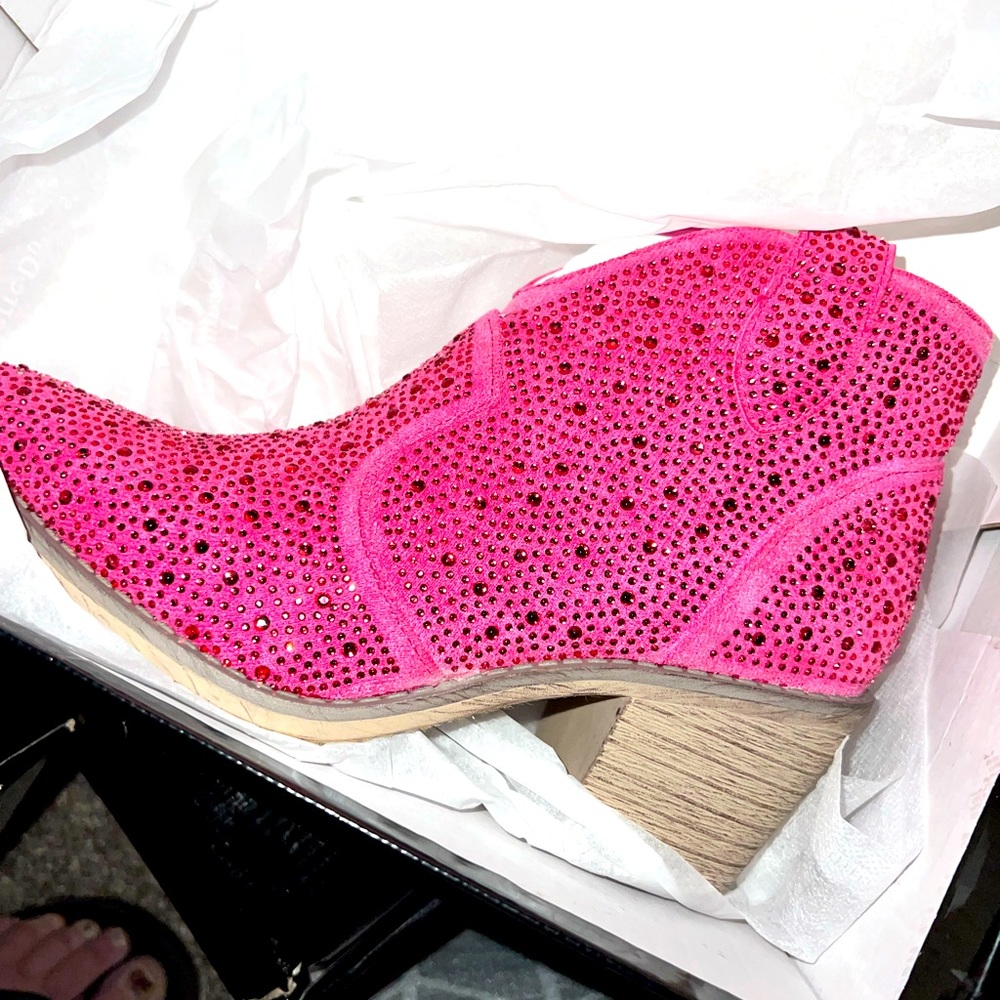 Fuchsia Rhinestone Cowgirl Booties